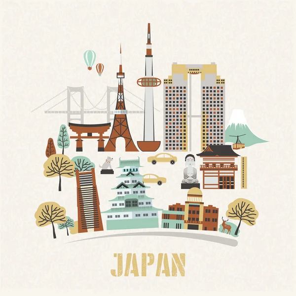 Piękny plakat podróż Japonii — Wektor stockowy