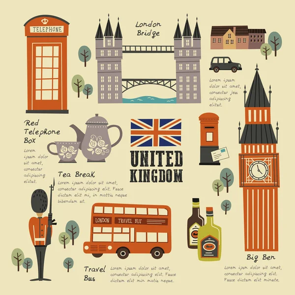 United Kingdom travel concept collection — Stock Vector