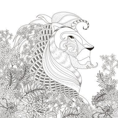 attractive lion coloring page  clipart