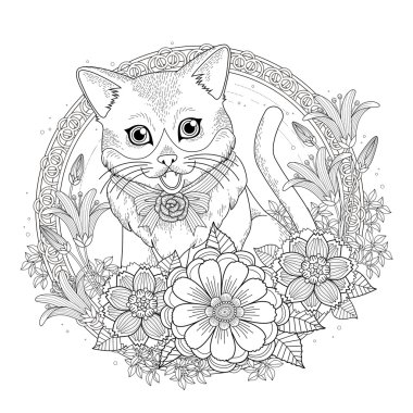 sevimli kedicik boyama sayfası