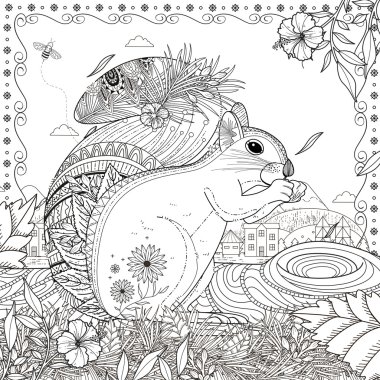 sevimli sincap boyama sayfası