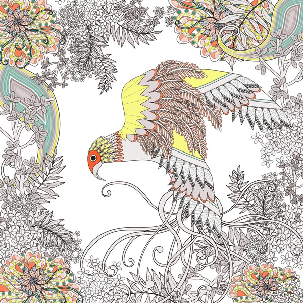 Página para colorear hermoso pájaro volador — Archivo Imágenes Vectoriales