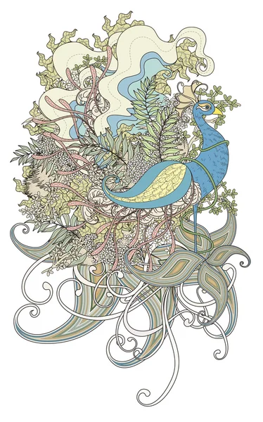 Hermosa página para colorear pavo real — Archivo Imágenes Vectoriales