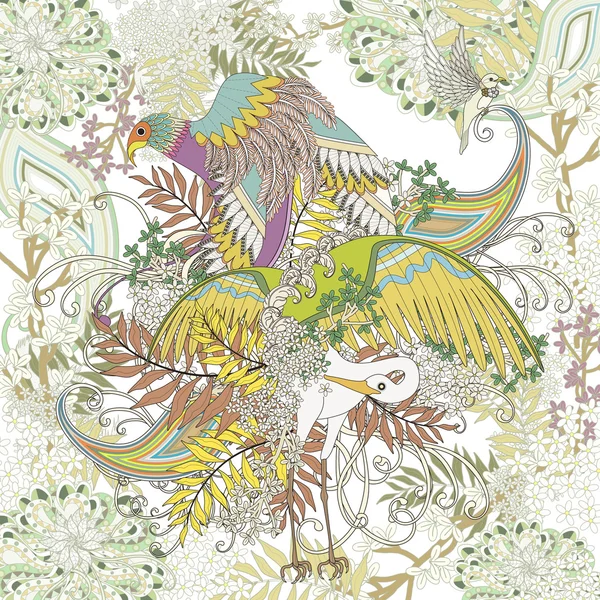 Belle coloriage oiseau volant — Image vectorielle