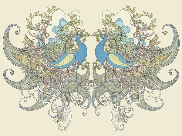 Hermosa página para colorear pavo real — Archivo Imágenes Vectoriales