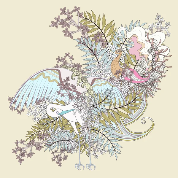 Красивая раскраска летающей птицы — стоковый вектор