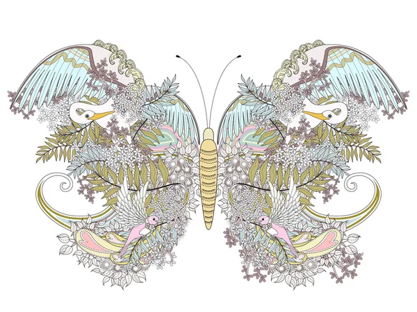 Yaratıcı kelebek boyama sayfası — Stok Vektör