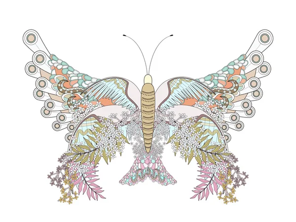 Coloriage papillon créatif — Image vectorielle