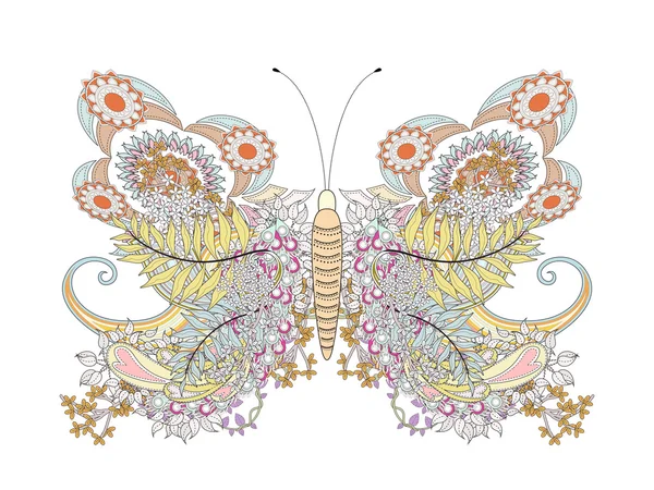 Coloriage papillon créatif — Image vectorielle