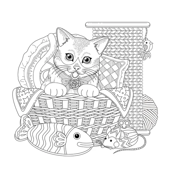 Página para colorear gatito adorable — Vector de stock