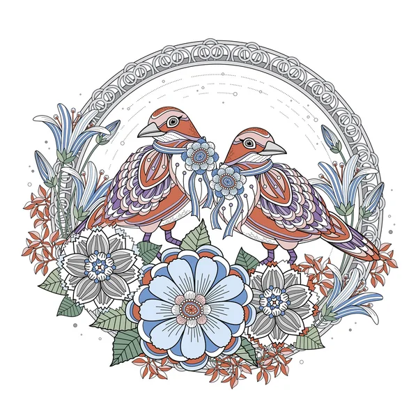 Страница раскраски птиц — стоковый вектор