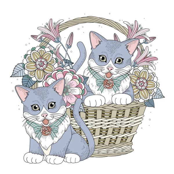 Adorable kitty coloring page — Stock Vector