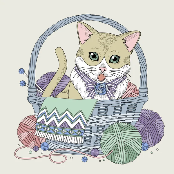 Adorable kitty coloriage page — Image vectorielle