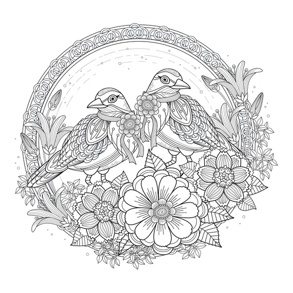 Blessing bird coloring page — Stock Vector