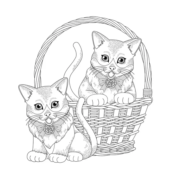 Página para colorear gatito adorable — Vector de stock