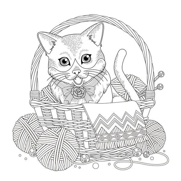 Página para colorear gatito adorable — Vector de stock