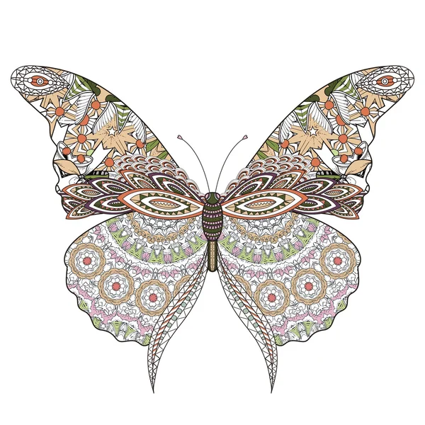 Beautiful butterfly coloring page — Stock Vector