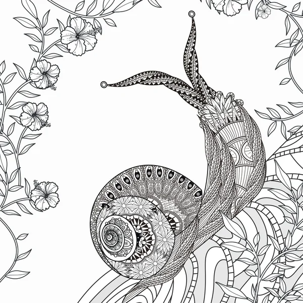 Elegant snail coloring page — Stock Vector