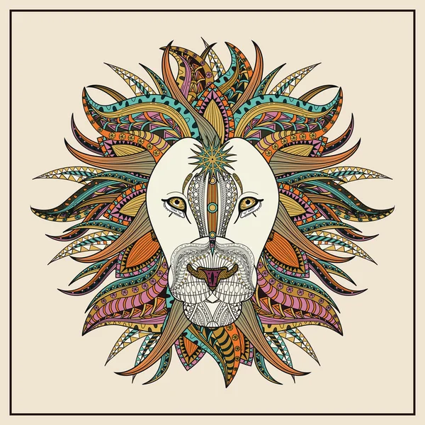 Imposing lion coloring page — Stock Vector