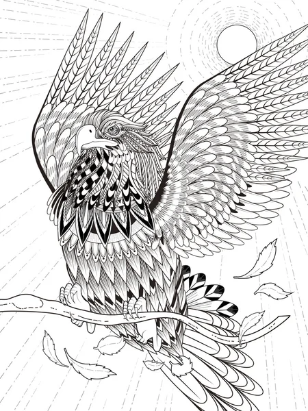 Flying eagle coloring page — Stock Vector