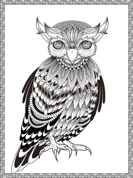 Coloration élégante hibou page — Image vectorielle