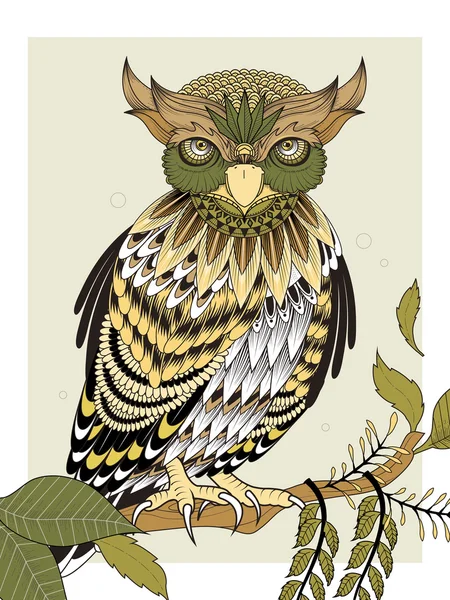 Элегантная страница раскраски совы — стоковый вектор