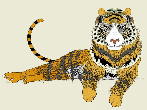 Coloriage de tigre attrayant — Image vectorielle