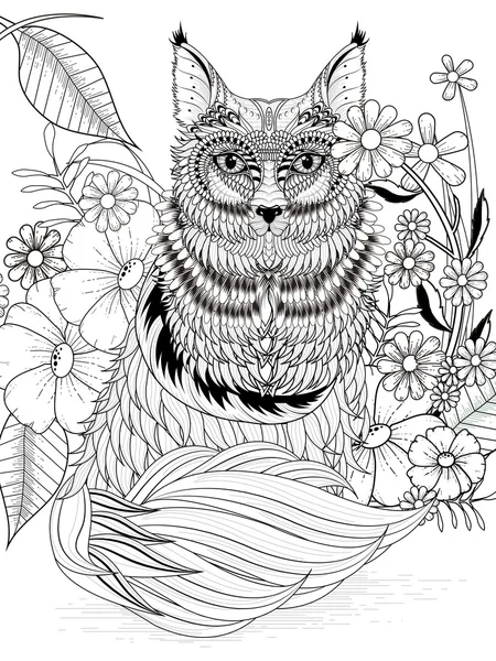 Adorable fox coloring page — Stock Vector