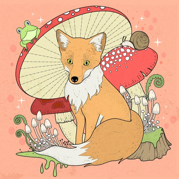 愛らしい狐の着色のページ — ストックベクタ