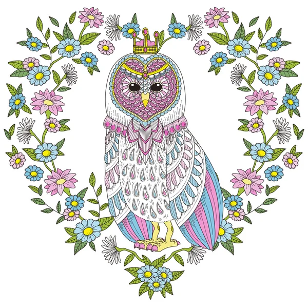 Güzel Baykuş boyama sayfası — Stok Vektör