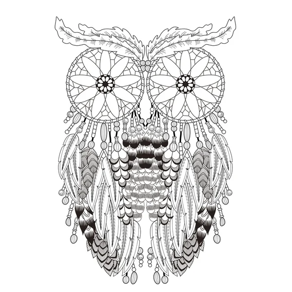 Breathtaking owl coloring page — Stock Vector