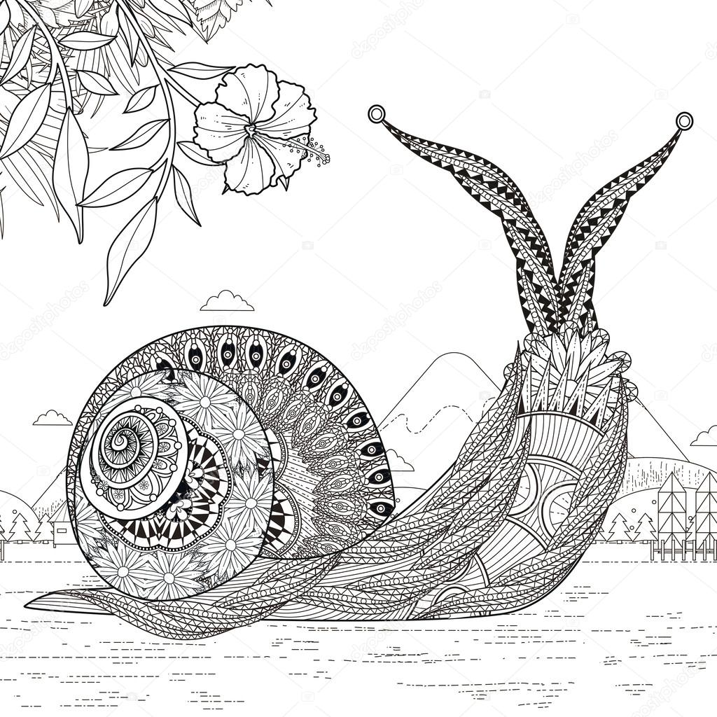 elegant snail coloring page