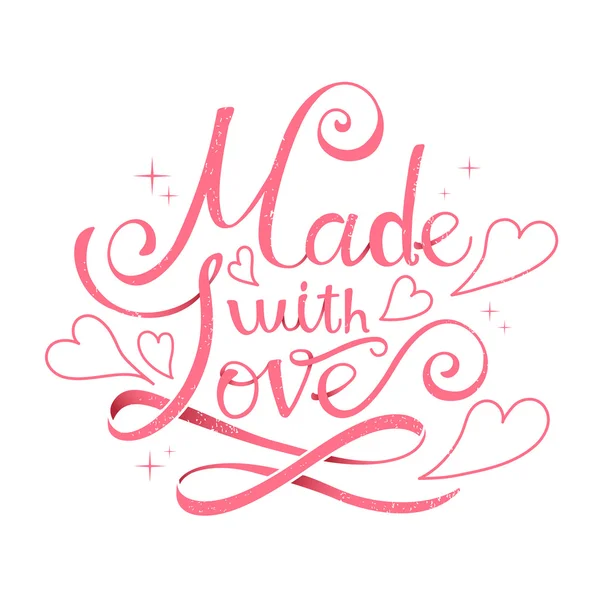 Realizzato con amore calligrafia design — Vettoriale Stock