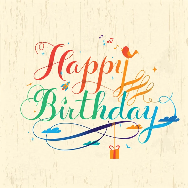 Buon compleanno calligrafia design — Vettoriale Stock