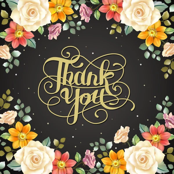 Thank you decorative calligraphy poster design — Stock Vector