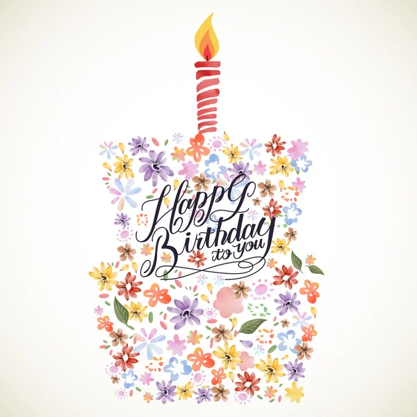 Buon compleanno calligrafia poster design — Vettoriale Stock