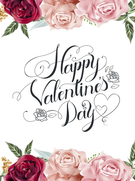 Feliz día de San Valentín caligrafía decorativa — Vector de stock