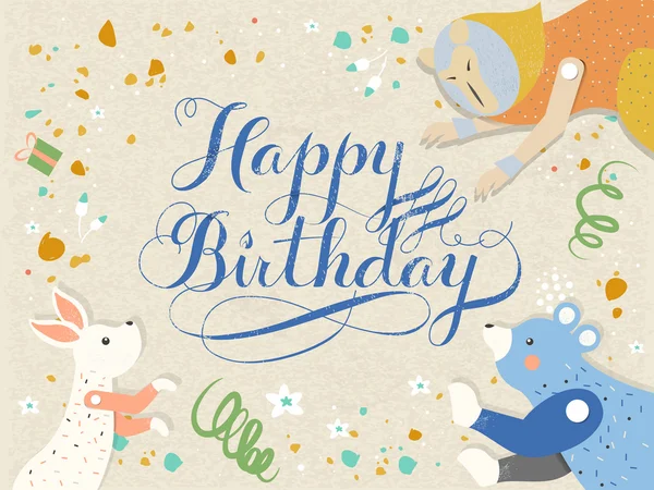 Feliz cumpleaños caligrafía diseño — Vector de stock