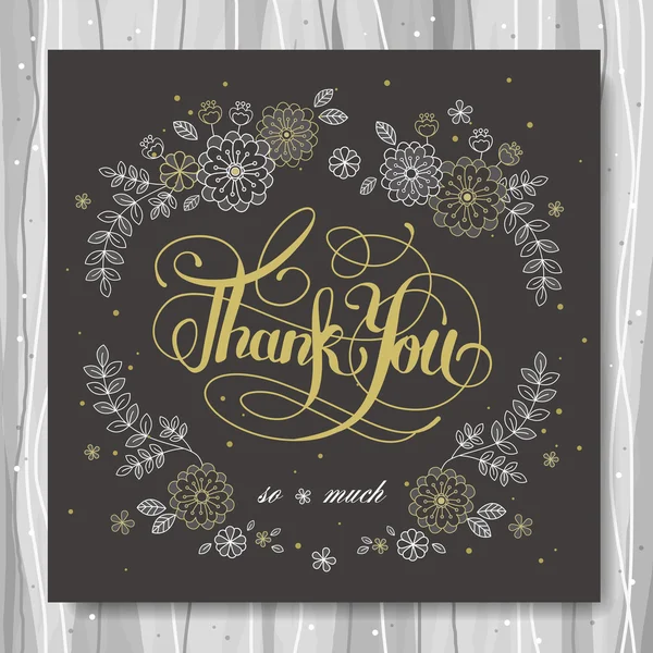 Thank you decorative calligraphy poster design — Stock Vector
