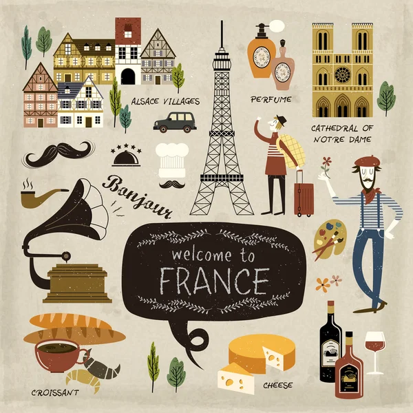 France travel concept collection — Stock Vector