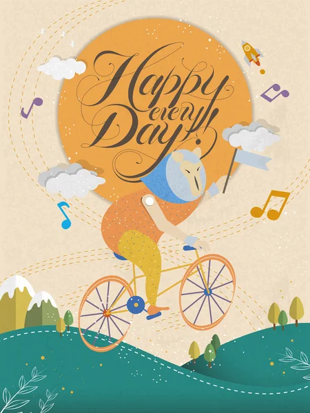 Feliz cada día caligrafía y diseño de póster — Vector de stock