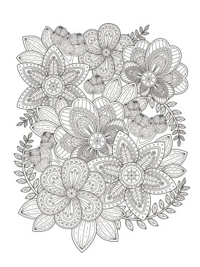 zarif çiçek boyama sayfası