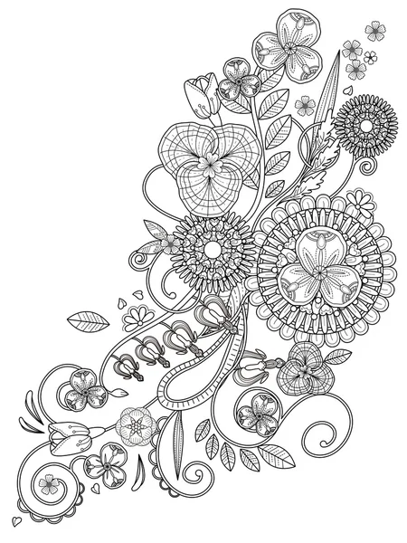 Coloration florale romantique — Image vectorielle