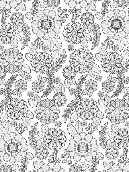 Lovely floral coloring page — Stock Vector