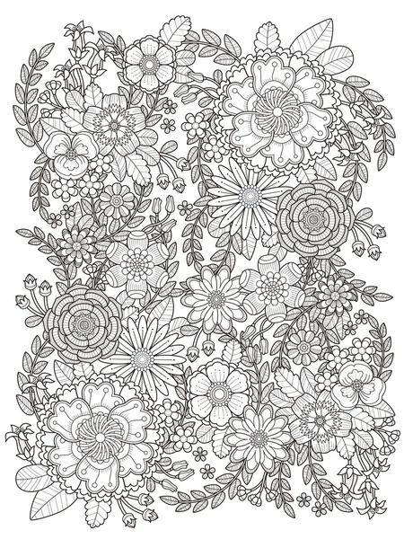 Flourish floral coloring page — Stock Vector