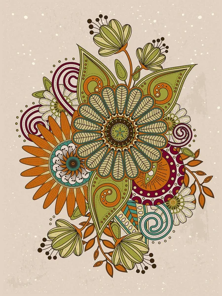 Retro floral coloring page — Stock Vector