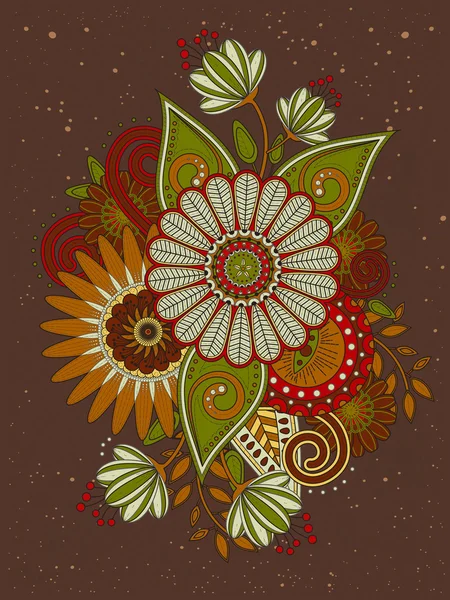 Retro floral coloring page — Stock Vector