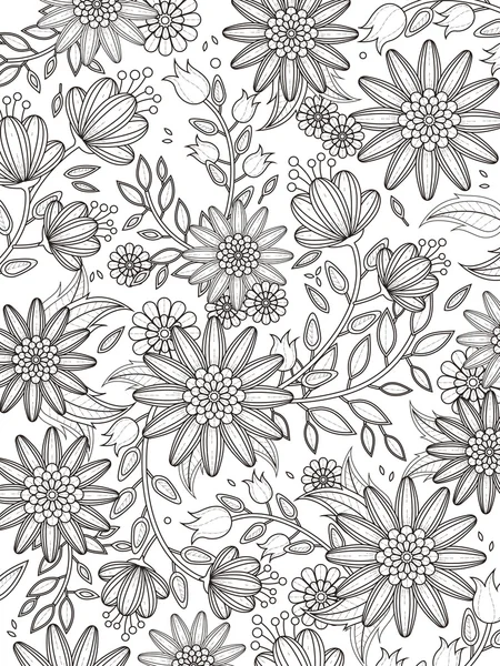 Retro floral coloring page — Stock Vector