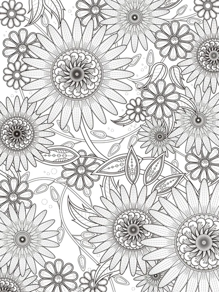 Página para colorear floral retro — Archivo Imágenes Vectoriales