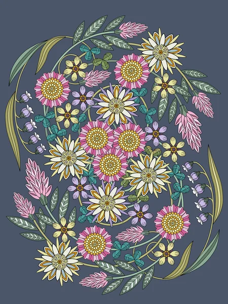 Beautiful floral coloring page — Stock Vector